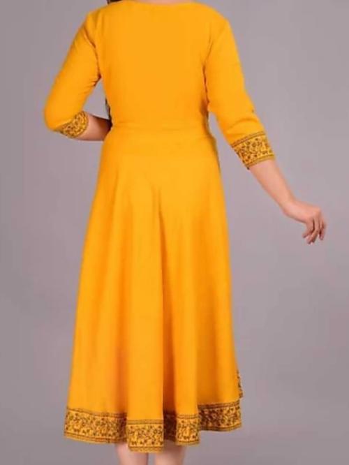 yellow cottonsilk kurti - 17834377 - Very Small Image - 1