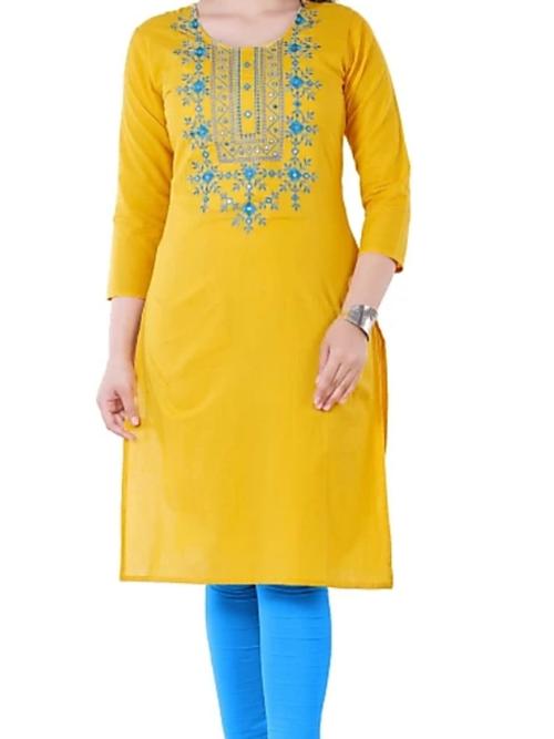 yellow cottonblend kurti - 17834554 - Very Small Image - 1