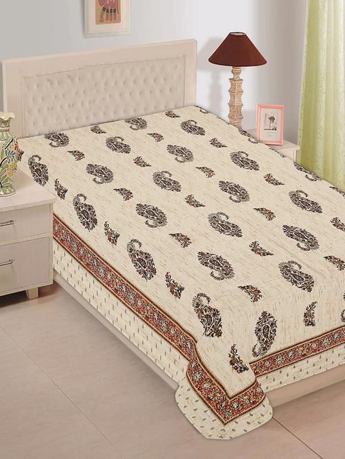 indhome life classic 100% cotton 200 tc jaipuri print single bedsheet(60 x 90 inches) - 17834652 - Very Small Image - 1