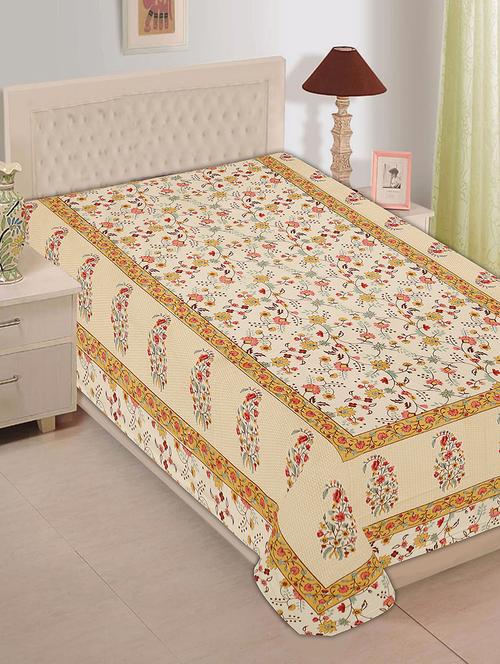 indhome life classic 100% cotton 200 tc jaipuri print single bedsheet(60 x 90 inches) - 17834656 - Very Small Image - 1