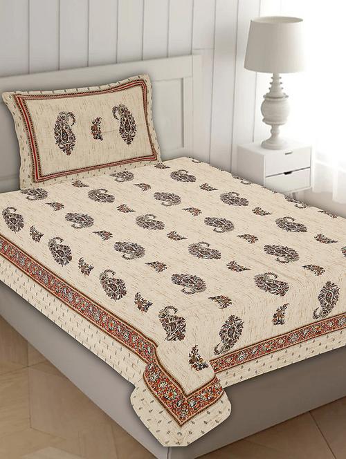 indhome life 100% cotton multicolor jaipuri printed single bedsheet(60 x 90 inches) with one pillow covers(17 x 27 inches) - 17834658 - Very Small Image - 1