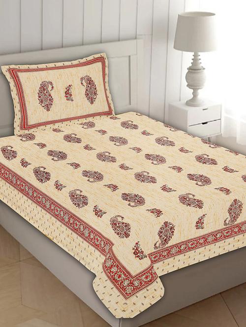 indhome life 100% cotton multicolor jaipuri printed single bedsheet(60 x 90 inches) with one pillow covers(17 x 27 inches) - 17834659 - Very Small Image - 1