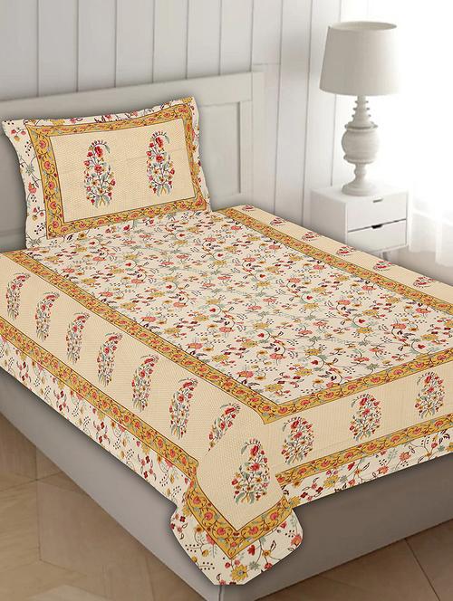 indhome life 100% cotton multicolor jaipuri printed single bedsheet(60 x 90 inches) with one pillow covers(17 x 27 inches) - 17834662 - Very Small Image - 1