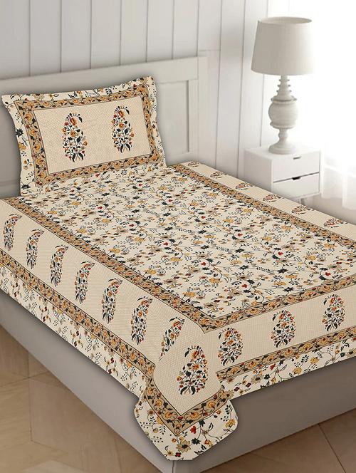 indhome life 100% cotton multicolor jaipuri printed single bedsheet(60 x 90 inches) with one pillow covers(17 x 27 inches) - 17834663 - Very Small Image - 1