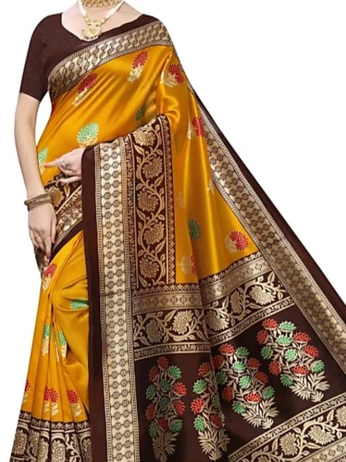 yellow silk saree - 17834750 - Very Small Image - 1