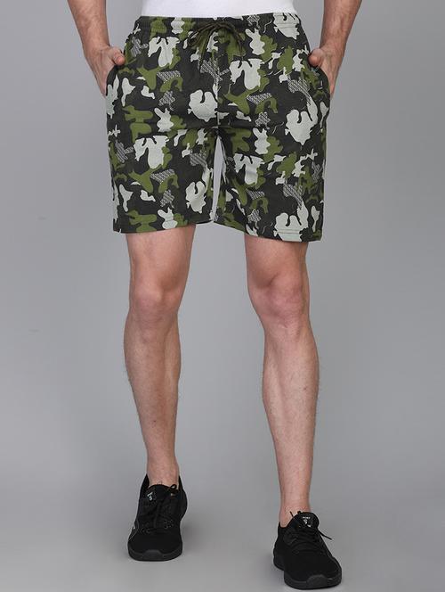 olive green printed shorts - 17834761 - Very Small Image - 1