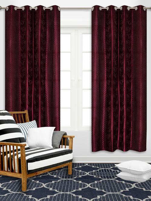 veronica deco 152 cm (5 ft) cotton window curtain (pack of 2) - 17835381 - Very Small Image - 1
