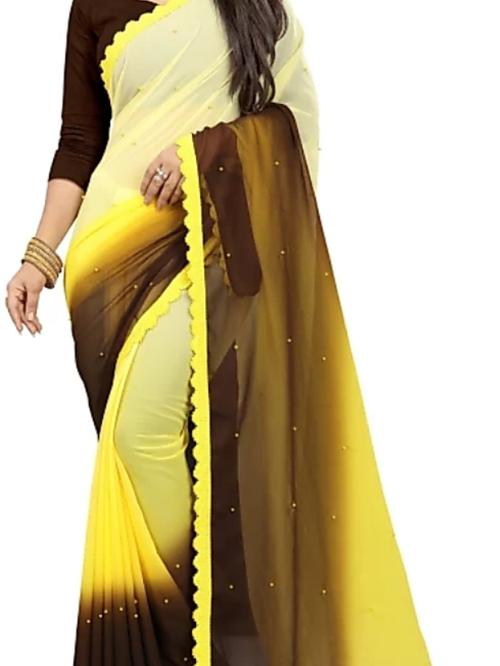 yellow cotton saree - 17835436 - Very Small Image - 1