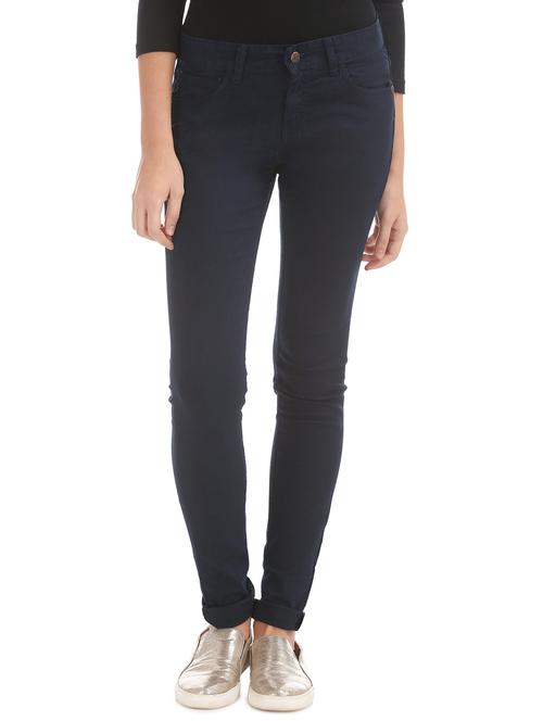 mid rise solid denim jeans - 17836137 - Very Small Image - 1