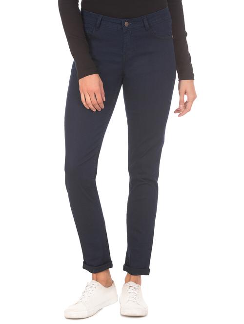 mid rise solid denim jeans - 17836162 - Very Small Image - 1