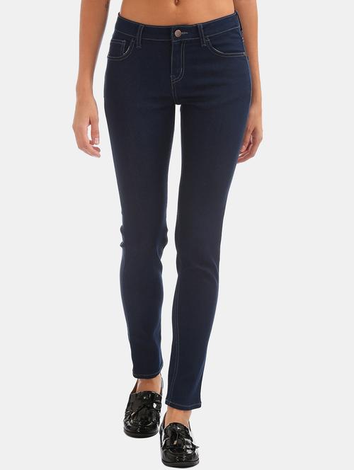 mid rise solid denim jeans - 17836208 - Very Small Image - 1