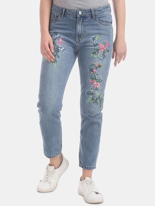 embroidered detail stone washed jeans - 17836218 - Very Small Image - 1