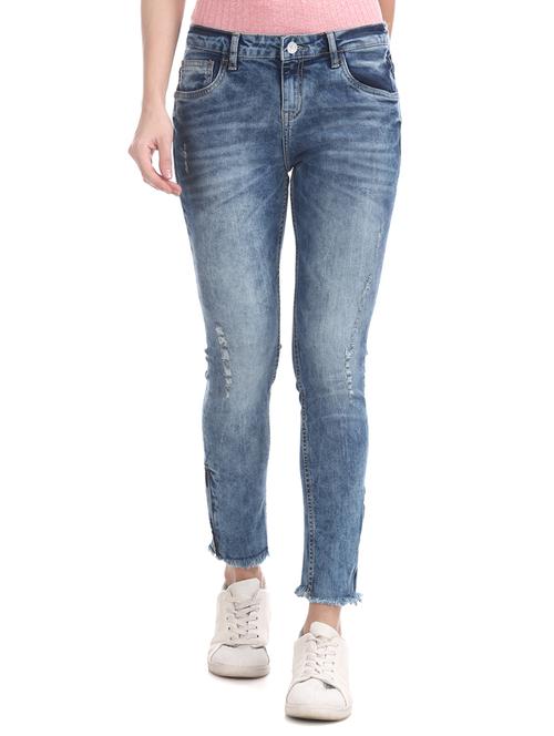 frayed hem stone washed jeans - 17836219 - Very Small Image - 1