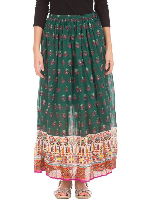 green cotton aline skirt - 17836307 - Very Small Image - 1
