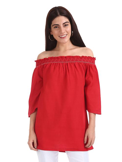 off shoulder solid tunic - 17836507 - Very Small Image - 1