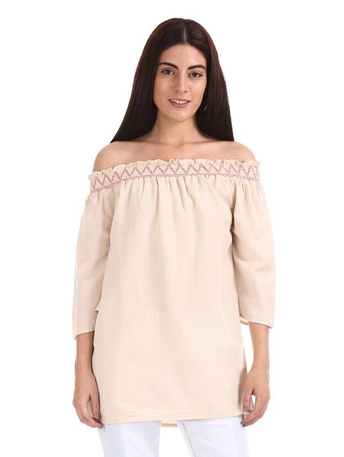 off shoulder solid tunic - 17836508 - Very Small Image - 1