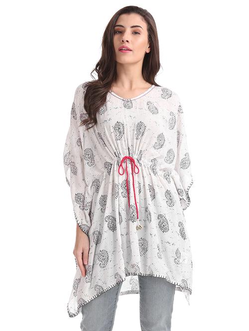 tie front paisley asymmetric tunic - 17836523 - Very Small Image - 1