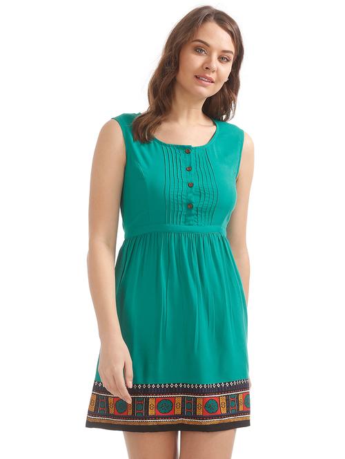 tie back embroidered hem a-line dress - 17836542 - Very Small Image - 1