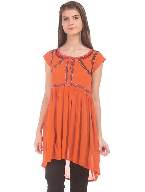 red rayon regular tunic - 17836558 - Very Small Image - 1