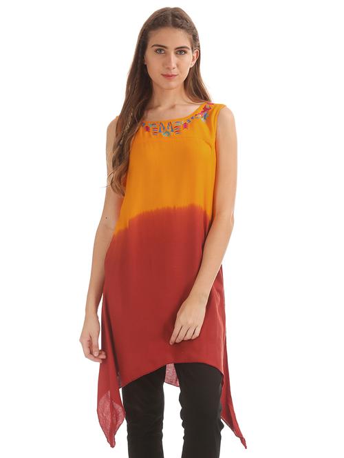 orange rayon regular tunic - 17836562 - Very Small Image - 1