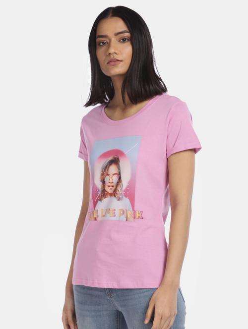 pink cotton regular tshirt - 17836591 - Very Small Image - 1