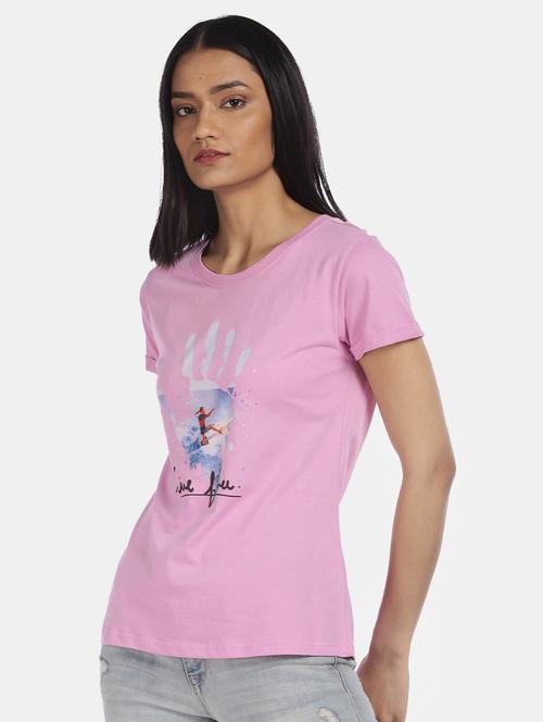 pink cotton regular tshirt - 17836596 - Very Small Image - 1
