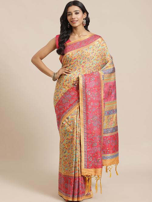 yellow liva saree - 17836900 - Very Small Image - 1