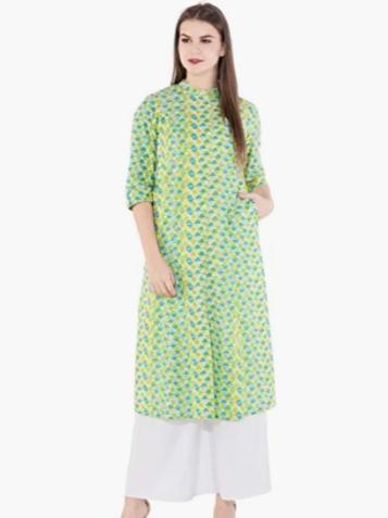 green cotton kurti - 17837434 - Very Small Image - 1