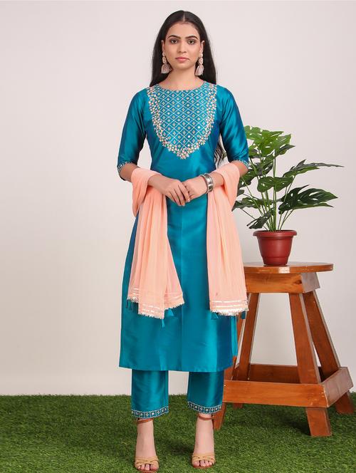 embroidered kurta pant set - 17837662 - Very Small Image - 1