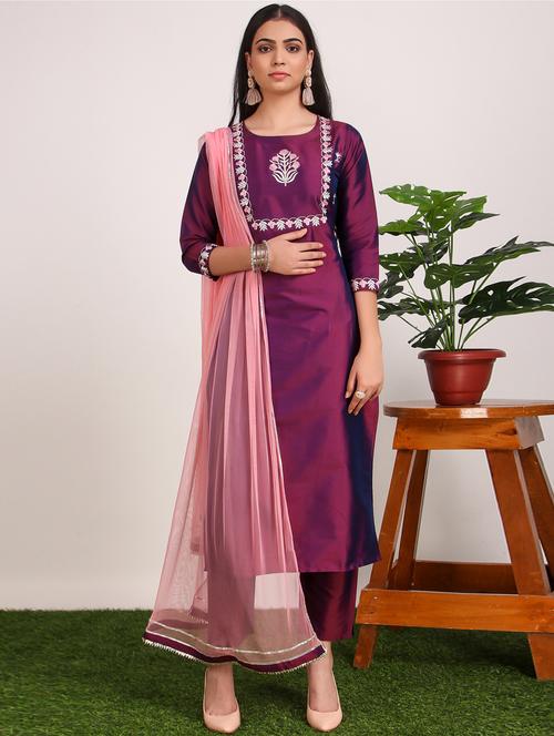 embroidered kurta pant set - 17837664 - Very Small Image - 1