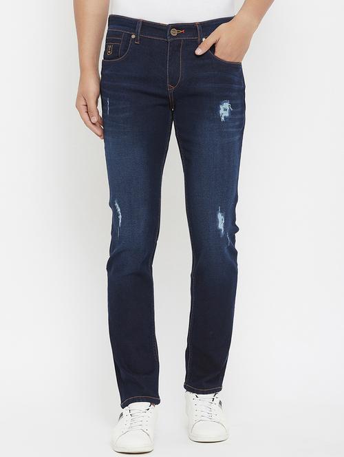 dark blue light washed ripped denim jeans - 17837889 - Very Small Image - 1