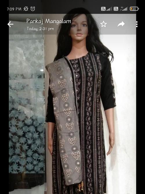 cotton kurti set black printed - 17838209 - Very Small Image - 1