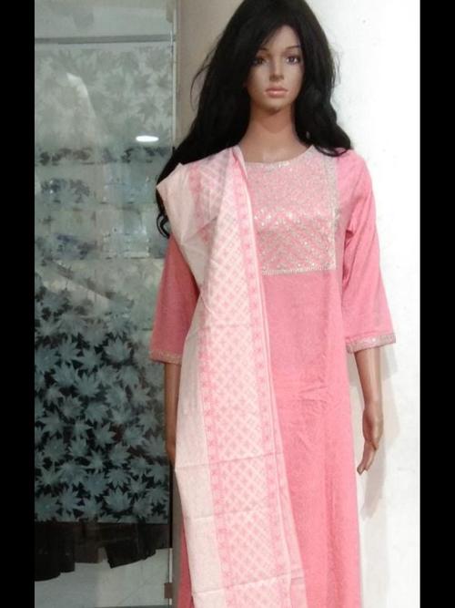 kurti set pink color flower printed - 17838219 - Very Small Image - 1