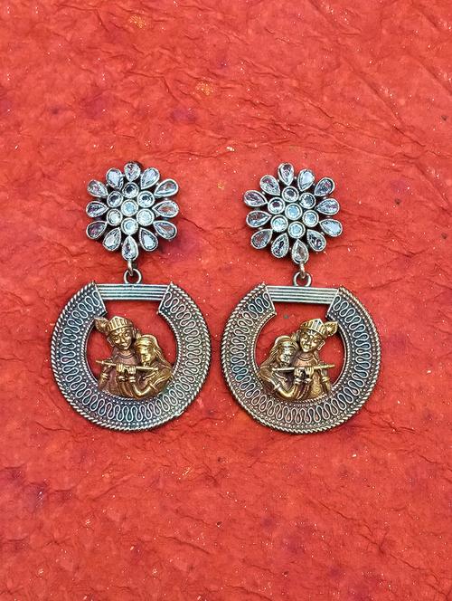 metallic brass chandballi earring - 17838230 - Very Small Image - 1