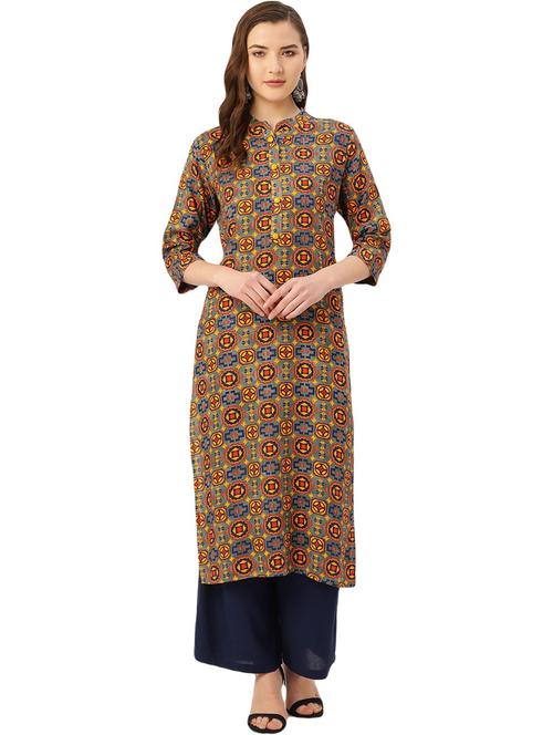printed straight kurta - 17839014 - Very Small Image - 1