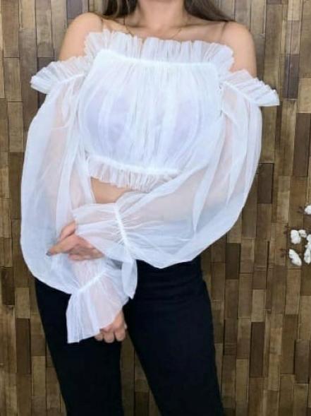 crop top with flared sleeves made - 17839231 - Very Small Image - 1