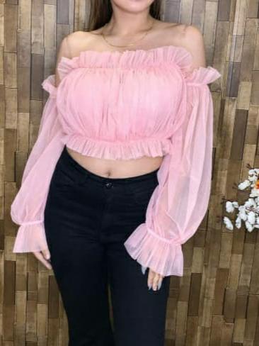 crop top with flared sleeves made - 17839235 - Very Small Image - 1