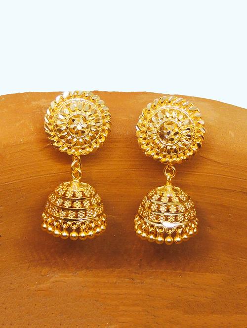 gold brass jhumka earring - 17839373 - Very Small Image - 1