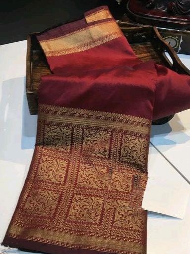 maroon color banarasi silk kanchi pattu - 17839374 - Very Small Image - 1