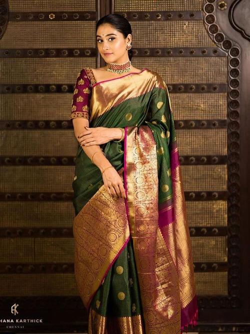 dark green color banarasi silk saree - 17839506 - Very Small Image - 1