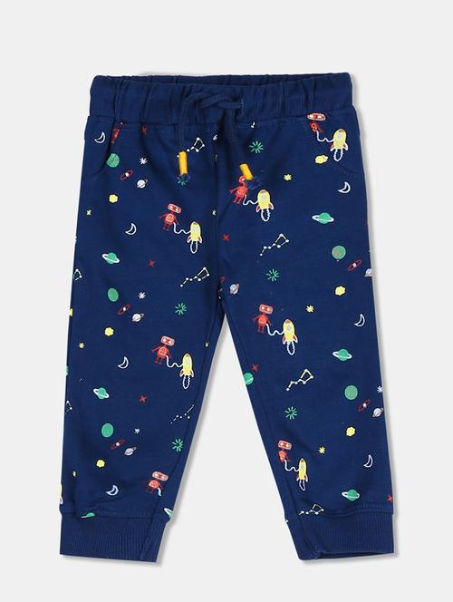 navy blue printed joggers trouser - 17840315 - Very Small Image - 1