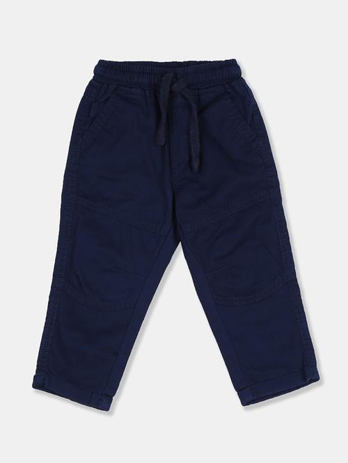 navy blue solid chinos trouser - 17840326 - Very Small Image - 1