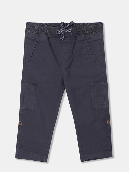 navy blue solid chinos trouser - 17840372 - Very Small Image - 1
