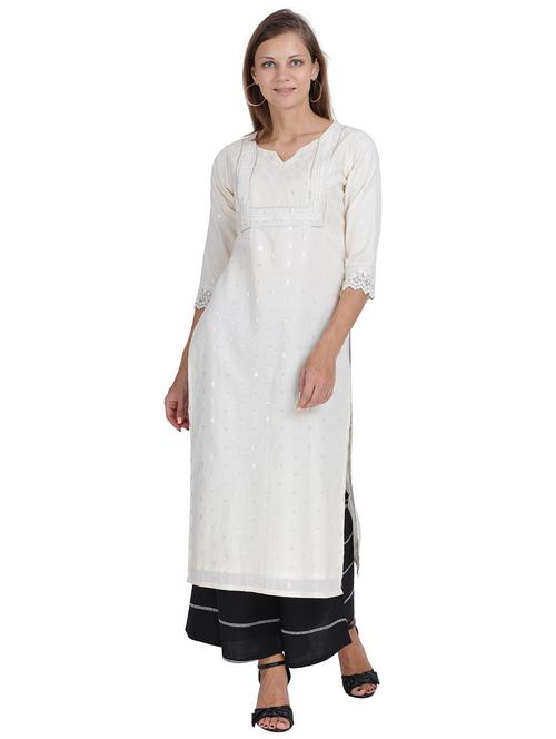 offwhite cotton kurta palazzo set - 17840743 - Very Small Image - 1