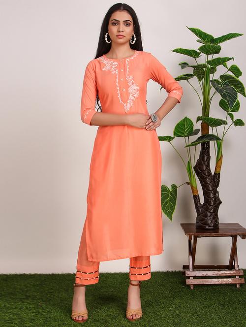solid kurta pant set - 17840752 - Very Small Image - 1