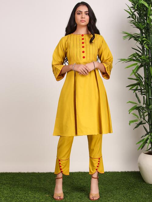 solid kurta pant set - 17840754 - Very Small Image - 1