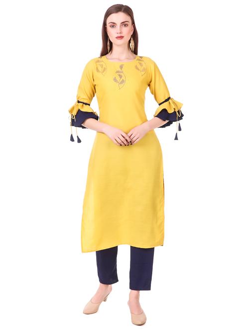 solid kurta pant set - 17840769 - Very Small Image - 1