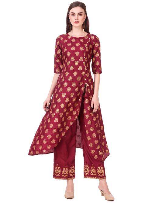 foil print kurta palazzo set - 17840773 - Very Small Image - 1