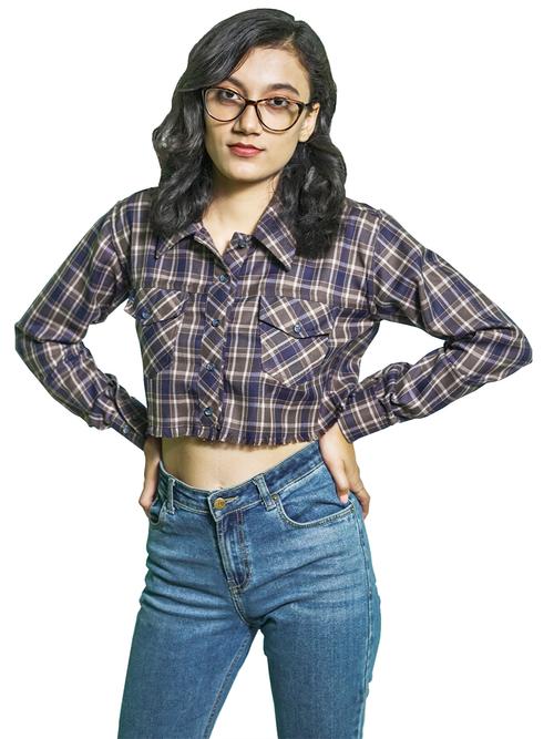 crop checks casual crop shirt, has - 17841144 - Very Small Image - 1