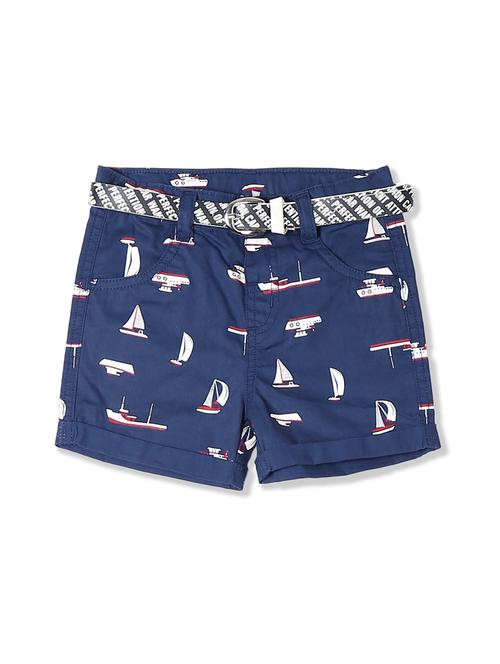 navy blue printed shorts - 17841882 - Very Small Image - 1